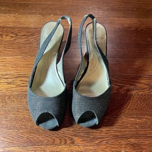 Tahari  Peep Toe Cork Wedge Sling-backs. Size 9.5 M but runs small!